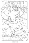  alien balls comic cover cover_page dragon experiment_(species) how_to_train_your_dragon lilo_and_stitch male monochrome night_fury penis scalie stitch toothless tricksta 
