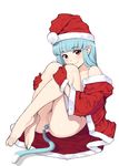  1girl barefoot blue_hair buttplug buttplug_tail feet hamada_yoshikazu pussy simple_background solo tail uncensored 