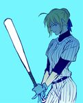  artoria_pendragon_(all) baseball_bat baseball_uniform fate/stay_night fate_(series) j_(onjj) saber solo sportswear 