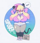  2015 after_paizuri aftersex blonde_hair blush bow breasts cleavage copyright_request cum cum_on_body cum_on_breasts cum_on_upper_body female furry gradient gradient_background heart_cutout hood hoodie huge_breasts money mouse paizuri prostitution sfjr shorts simple_background slit_pupils solo text thick_thighs tiffy_cheesecake translated wide_hips 