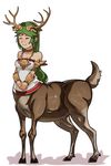  antlers centauroid closed_eyes full_body green_hair highres jewelry kid_icarus long_hair necklace palutena solo splashbrush 