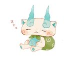  bad_id bad_twitter_id blush closed_eyes commentary_request furoshiki kanacho komasan no_humans simple_background sitting sleeping solo white_background youkai youkai_watch zzz 