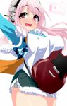  blush breasts covered_nipples electric_guitar guitar headphones inaka_keikou instrument large_breasts long_hair nitroplus open_mouth pink_eyes pink_hair pom_pom_(clothes) smile solo super_sonico 