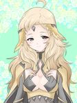  ahoge bad_id bad_pixiv_id blonde_hair blush breasts cleavage fire_emblem fire_emblem_if large_breasts long_hair ophelia_(fire_emblem_if) porukan solo 