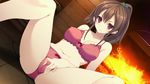  1girl bare_shoulders bra brown_hair closed_mouth collarbone female game_cg interheart looking_at_viewer midara_na_mahoutsukai_to_kyuuseishu midriff navel panties ponytail solo thor_(midara_na_mahoutsukai_to_kyuuseishu) underwear 