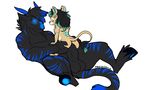  anthro avarice_panthera_leo balls blue_eyes cowgirl_position dragon equine erection feline fur girly hair horn hybrid kage6415 kayla-na lion male male/male mammal muscles nude on_top penis scalie sex size_difference stripes tiger 