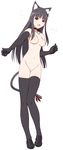  animal_ears bad_id bad_pixiv_id bell bell_collar black_hair breasts cat_ears cat_tail collar elbow_gloves gloves groin knees_together_feet_apart long_hair namisi nipples nude outstretched_hand red_eyes sidelocks small_breasts solo tail thighhighs 