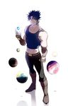  bad_id bad_pixiv_id blue_eyes blue_hair bubble fingerless_gloves from_above full_body gloves jojo_no_kimyou_na_bouken jonathan_joestar looking_at_viewer male_focus muscle phantom_blood senzzang simple_background solo standing white_background 
