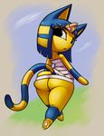  2015 animal_crossing ankha_(animal_crossing) anthro ass big_butt butt cat doubutsu_no_mori egyptian feline female furry mammal nintendo solo teckworks video_games 