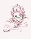  blue_eyes braid elsa_(frozen) enseisong frozen_(disney) glasses hair_over_shoulder monochrome single_braid solo upper_body 