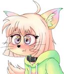  &lt;3 ahoge cat clothing collar feline female freckles hoodie hoodie_(artist) mammal simple_background solo whiskers white_background 
