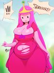  adventure_time breasts cleavage navel pink_hair pink_skin princess_bonnibel_bubblegum sunibee torn_clothes 