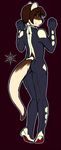  2015 ambiguous_gender anthro blue_eyes bodysuit butt clothed clothing female fur hair high_heels ivory-raven mammal mustelid otter s-88 skinsuit smile solo 