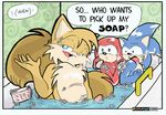  1999 bath battle_angel blue_eyes knuckles_the_echidna miles_prower open_mouth penis soap sonic_(series) sonic_the_hedgehog water 