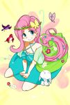  angel_bunny commentary_request fluttershy highres kumo_ni_notte my_little_pony my_little_pony_friendship_is_magic personification 