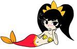  ashley ashley_(warioware) black_hair blush l) mermaid nintendo simple_background solo warioware 