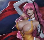  bakuretsu_hunters bling_(wnsdud34) breasts cape large_breasts long_hair pink_hair red_cape solo tira_misu whip 