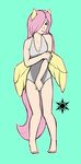 2015 clothed clothing female fluttershy_(mlp) friendship_is_magic hair human humanized ivory-raven mammal my_little_pony one-piece_swimsuit solo swimsuit wings 