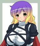  bad_id bad_pixiv_id breasts cape dress gradient_hair hijiri_byakuren huge_breasts kyokutou_hentai_samurai long_hair multicolored_hair solo touhou yellow_eyes 