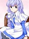  bad_id bad_pixiv_id black_eyes blue_hair chobits couch hair_down long_hair maid pantyhose sitting solo tenpura_(tenpura621) yuzuki 