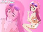  bikini blush hayate_no_gotoku! katsura_hinagiku long_hair pink_hair swimsuit tagme wall yellow_eyes 