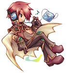  cigarette crossed_legs eighth_note headphones highres male_focus musical_note ragnarok_online red_hair sitting smoking solo wizard 