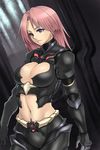  armor breasts cleavage groin houtengeki large_breasts long_hair navel original pink_hair purple_eyes solo 