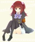  armband az_(shotatteiiyone) bad_id bad_pixiv_id belt blue_eyes blush bow bowtie hair_bobbles hair_ornament melt_(artist) red_hair skirt solo thighhighs umineko_no_naku_koro_ni ushiromiya_ange 