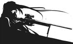  black greyscale gun hatsune_miku long_hair monochrome smile sniper solo spy_ga_oppai_(vocaloid) toranpurin vocaloid weapon white white_background 