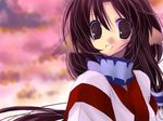  animal_ears bad_id bad_pixiv_id brown_eyes brown_hair dog_ears eruruw japanese_clothes kuko_(yuugen) long_hair solo utawareru_mono 