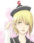  adjusting_hair bad_id bad_pixiv_id blonde_hair haruba_negi hat highres lunasa_prismriver solo touhou yellow_eyes 