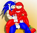  anal begami blue_eyes clothing cum footwear gloves green_eyes knuckles_the_echidna male male/male penis shoes sonic_(series) sonic_the_hedgehog 