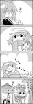  3girls 4koma :x =o animal animal_ears animal_on_head backpack bag bamboo bamboo_forest bow bunny bunny_ears bunny_on_head chibi chibi_on_head cirno comic commentary daiyousei dango eating fairy_wings food forest full_mouth greyscale hair_bow hair_ribbon hat highres houraisan_kaguya ice ice_wings letty_whiterock long_hair minigirl monochrome multiple_girls nature necktie on_head open_mouth person_on_head reisen_udongein_inaba ribbon scarf short_hair side_ponytail smile tani_takeshi touhou translated very_long_hair wagashi waving wings yukkuri_shiteitte_ne |_| 