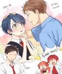  3boys bad_id bad_twitter_id blue_hair blush bow gekkan_shoujo_nozaki-kun hair_ribbon hori_masayuki imagining kashima_yuu korean mery_(apfl0515) mikoshiba_mikoto multiple_boys multiple_girls nozaki_umetarou orange_hair polka_dot polka_dot_bow red_hair ribbon sakura_chiyo translated 