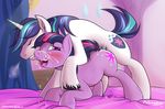  2015 all_fours anal anal_penetration bed blush cum cum_on_face curtains cutie_mark doggystyle duo equine female feral friendship_is_magic from_behind fur hair horn incest male male/female mammal mricantdraw multicolored_hair my_little_pony open_mouth penetration penis purple_eyes sex shining_armor_(mlp) tongue twilight_sparkle_(mlp) unicorn 