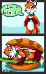  ambiguous_fluids bread canine collar comic food fox humor mammal ohfourmouse pun sandwich_(food) tongue tongue_out 