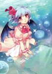  absurdres bat_wings blue_hair frills highres jellyfish masaru.jp no_hat no_headwear open_mouth puffy_sleeves red_eyes remilia_scarlet shirt short_hair short_sleeves skirt smile solo sparkle thigh_gap touhou wings wrist_cuffs 