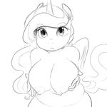  anthro anthrofied areola breasts equine female friendship_is_magic glo-in-the-dark half-closed_eyes horn horse looking_at_viewer mammal monochrome my_little_pony nipples nude pony princess_luna_(mlp) simple_background solo white_background wings 
