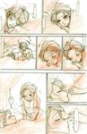  a-ka anna_(frozen) bed comic elsa_(frozen) frozen_(disney) highres monochrome multiple_girls siblings sisters 