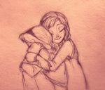  anna_(frozen) child elsa_(frozen) frozen_(disney) hug multiple_girls nyamo siblings sisters younger 