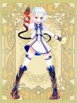  blue_eyes dennryuurai fingerless_gloves gloves psychic_hearts short_hair solo thighhighs white_hair 