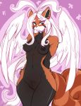  2017 ailurid anthro areola biped black_areola black_eyes black_fur black_nipples black_nose blush breasts brown_ears brown_fur brown_tail chalo crotch_tuft digital_media_(artwork) eyebrows eyelashes feathered_wings feathers female fluffy fluffy_tail fur gloves_(marking) hair hands_behind_back inner_ear_fluff las_lindas long_hair looking_at_viewer mammal markings messiah multicolored_fur nipples nude portrait prime_(las_lindas) purple_background pussy red_panda ringtail simple_background solo three-quarter_portrait two_tone_tail whiskers white_eyebrows white_feathers white_fur white_hair white_wings wings 
