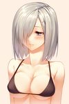  bad_id bad_twitter_id bikini_top blue_eyes blush breasts hair_ornament hair_over_one_eye hairclip hamakaze_(kantai_collection) kantai_collection looking_away medium_breasts shiren_(monochrome_structure) short_hair silver_hair solo 