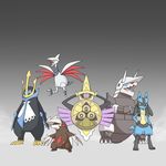  aggron empoleon excadrill gen_2_pokemon gen_3_pokemon gen_4_pokemon gen_5_pokemon gen_6_pokemon highres kurogane_hagane lucario no_humans pokemon pokemon_(creature) skarmory 