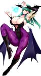  amamiya_(abaros) animal_print armpits bat_print breasts highres huge_breasts long_hair md5_mismatch morrigan_aensland pantyhose print_legwear solo vampire_(game) waifu2x 