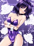  alternate_breast_size animal_ears bishoujo_senshi_sailor_moon black_hair blush breast_rest breasts bunny_ears bunny_tail bunnysuit choker collarbone cowboy_shot crossed_arms earrings floral_background flower hairband jewelry large_breasts leotard purple purple_background purple_eyes purple_hairband purple_leotard rose sen_(sansui) short_hair solo tail tomoe_hotaru white_flower white_rose wrist_cuffs 