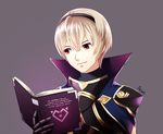  armor aruetsuto blonde_hair book cape fire_emblem fire_emblem_if gloves leon_(fire_emblem_if) male_focus red_eyes solo 