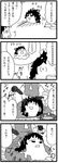  4koma comb comic commentary greyscale hair_dryer hakurei_reimu melting monochrome tatami touhou translated warekara yukkuri_shiteitte_ne 