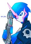  arcee autobot blue_eyes gun mecha_girl oberon826 simple_background solo transformers transformers_prime weapon 