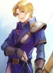  arrow blonde_hair bow_(weapon) fire_emblem fire_emblem:_fuuin_no_tsurugi gloves klein_(fire_emblem) male_focus open_mouth solo weapon yellow_eyes 